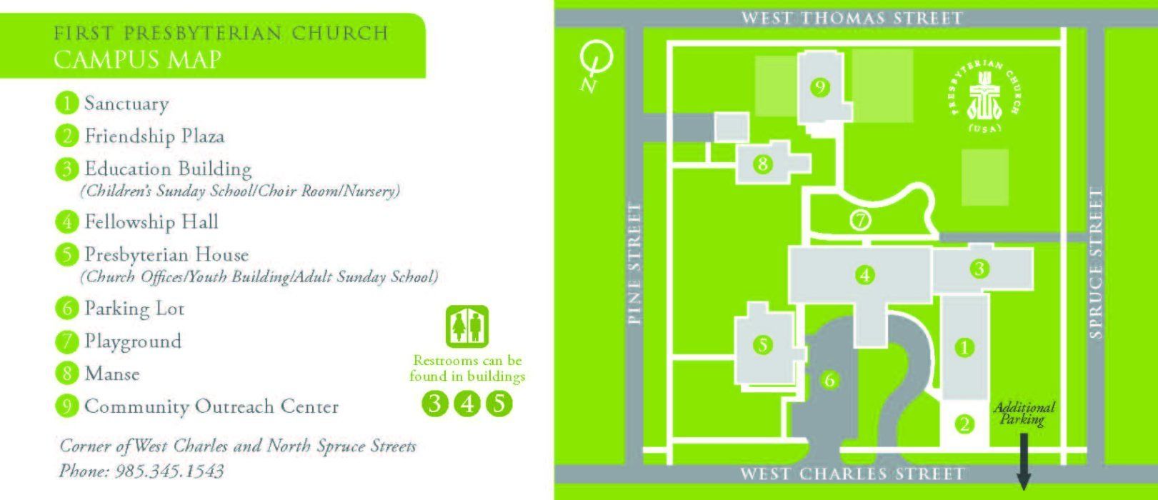 A map of the first presbyterian church campus