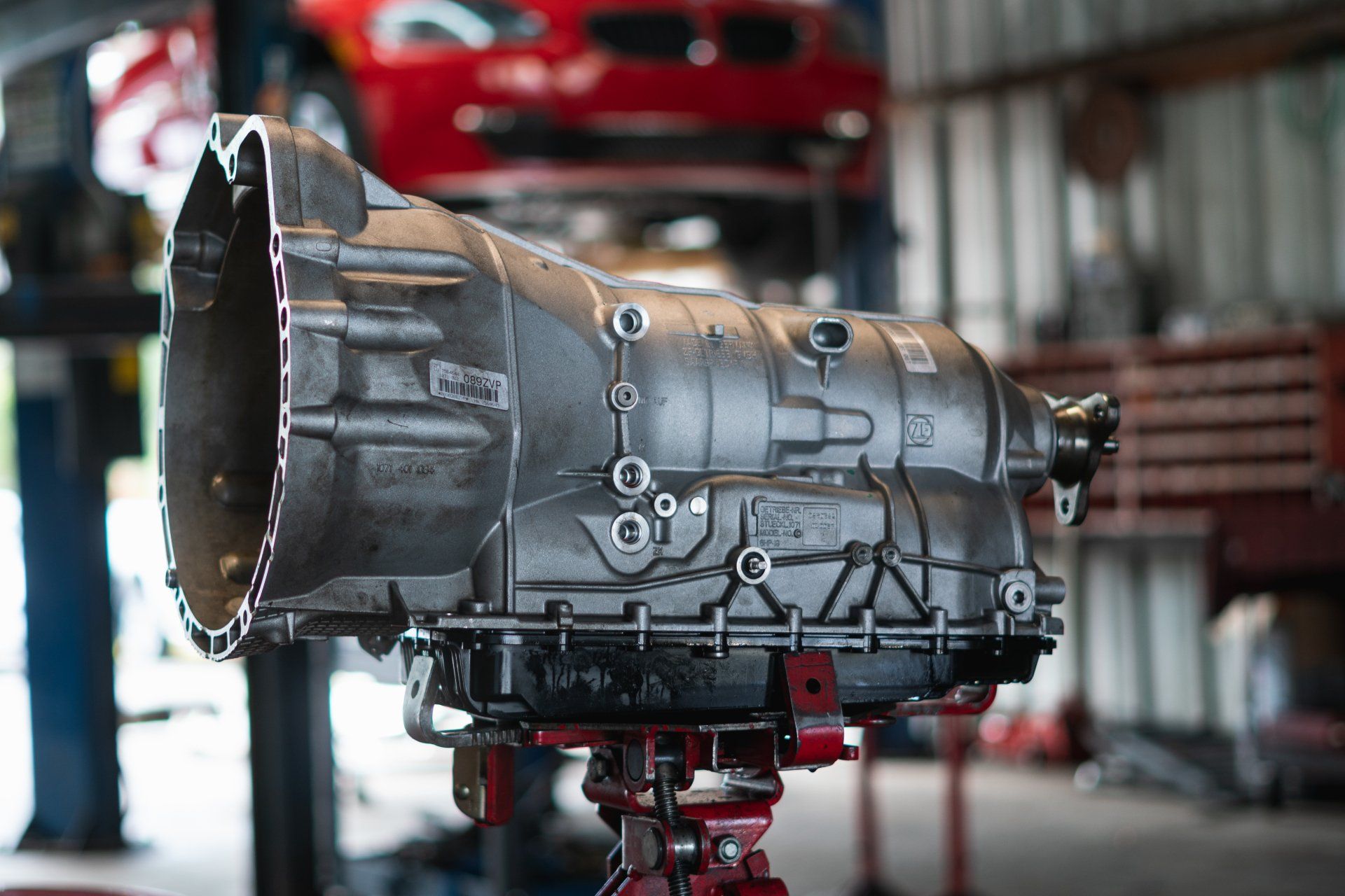 Close-up on a transmission at an AAMCO Center