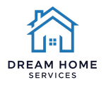 The logo for dream home services shows three houses on a hill.