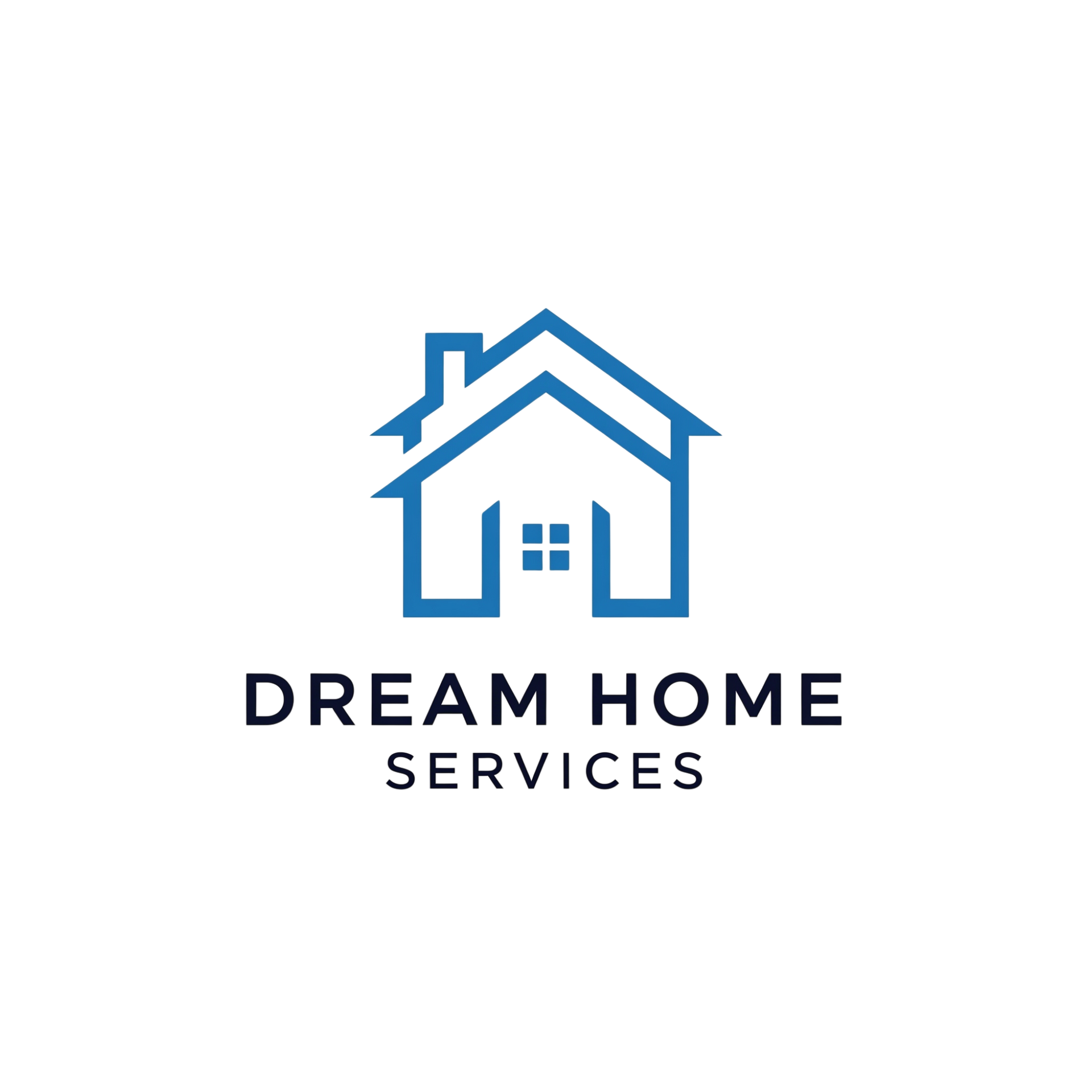 The logo for dream home services shows three houses on a hill.