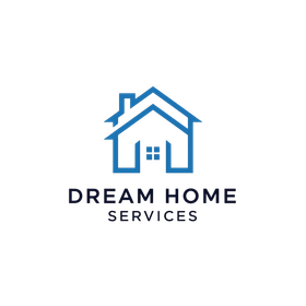 The logo for dream home services shows three houses on a hill.