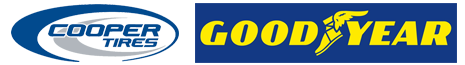 Logos for Cooper Tires and Goodyear Tires.