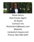 Business card for Rosie Selvin, real estate agent at Keyes; includes contact information, photo.