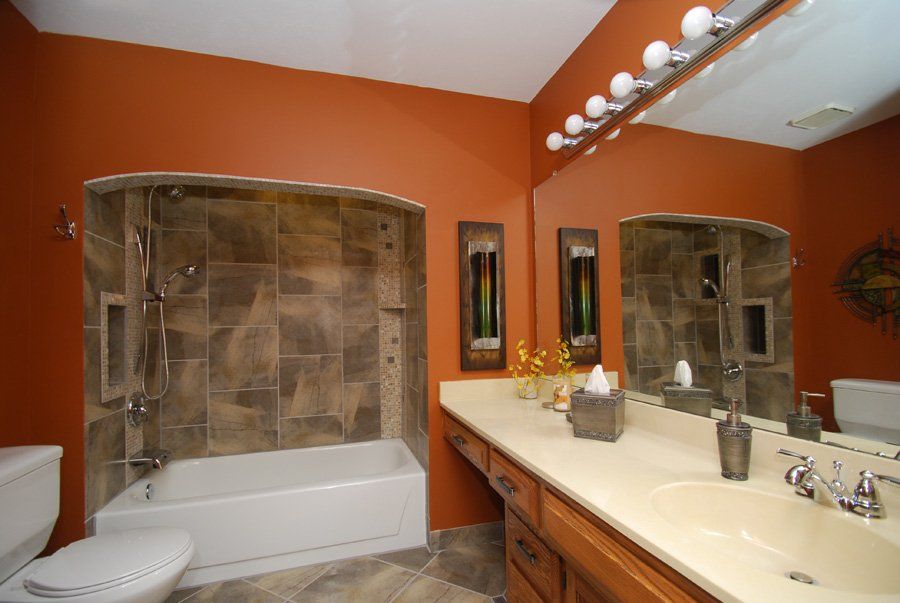 bathroom remodel, tile shower, painting