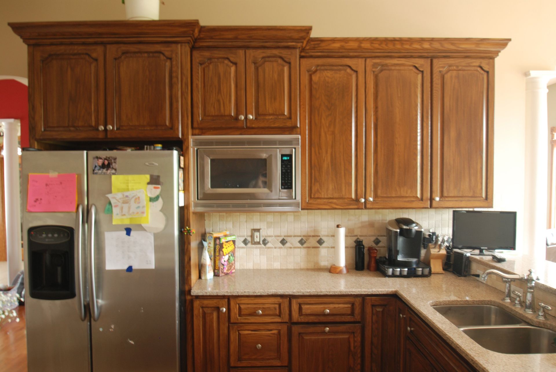 stained cabinets, cabinet refinishing