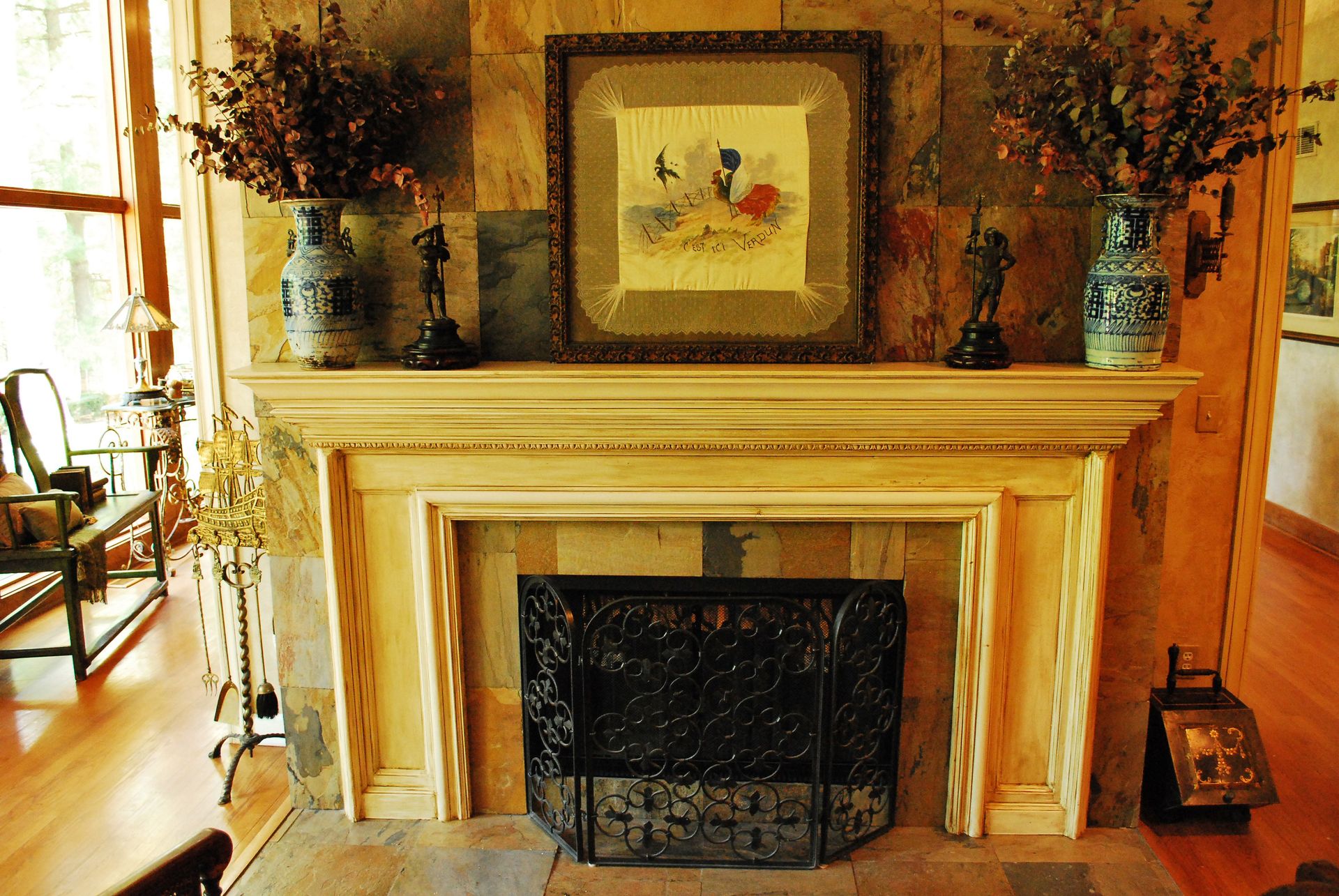 fireplace, antique fireplace, faux painting