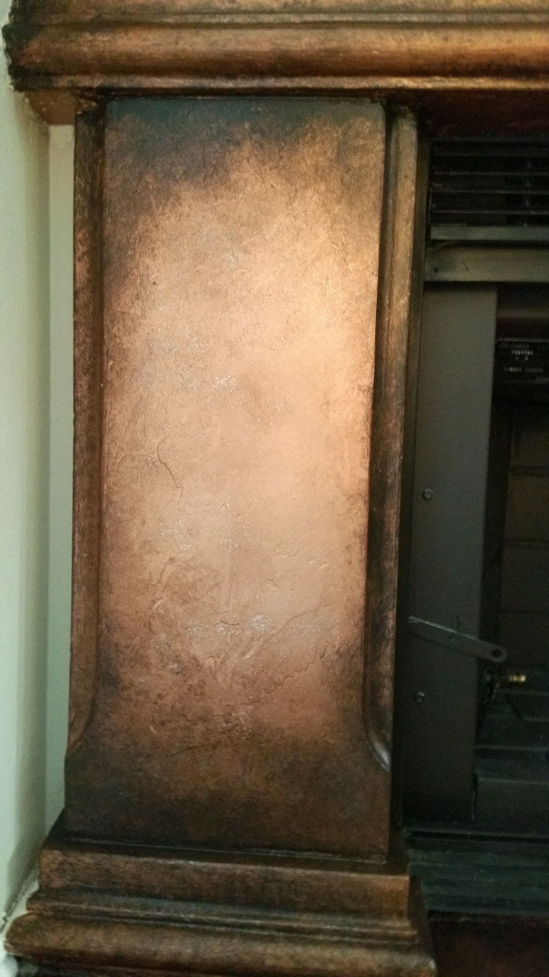 fireplace, copper painting, antique painting