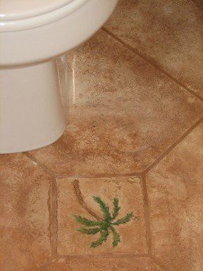 concrete overlay, bathroom floor overlay, palm tree