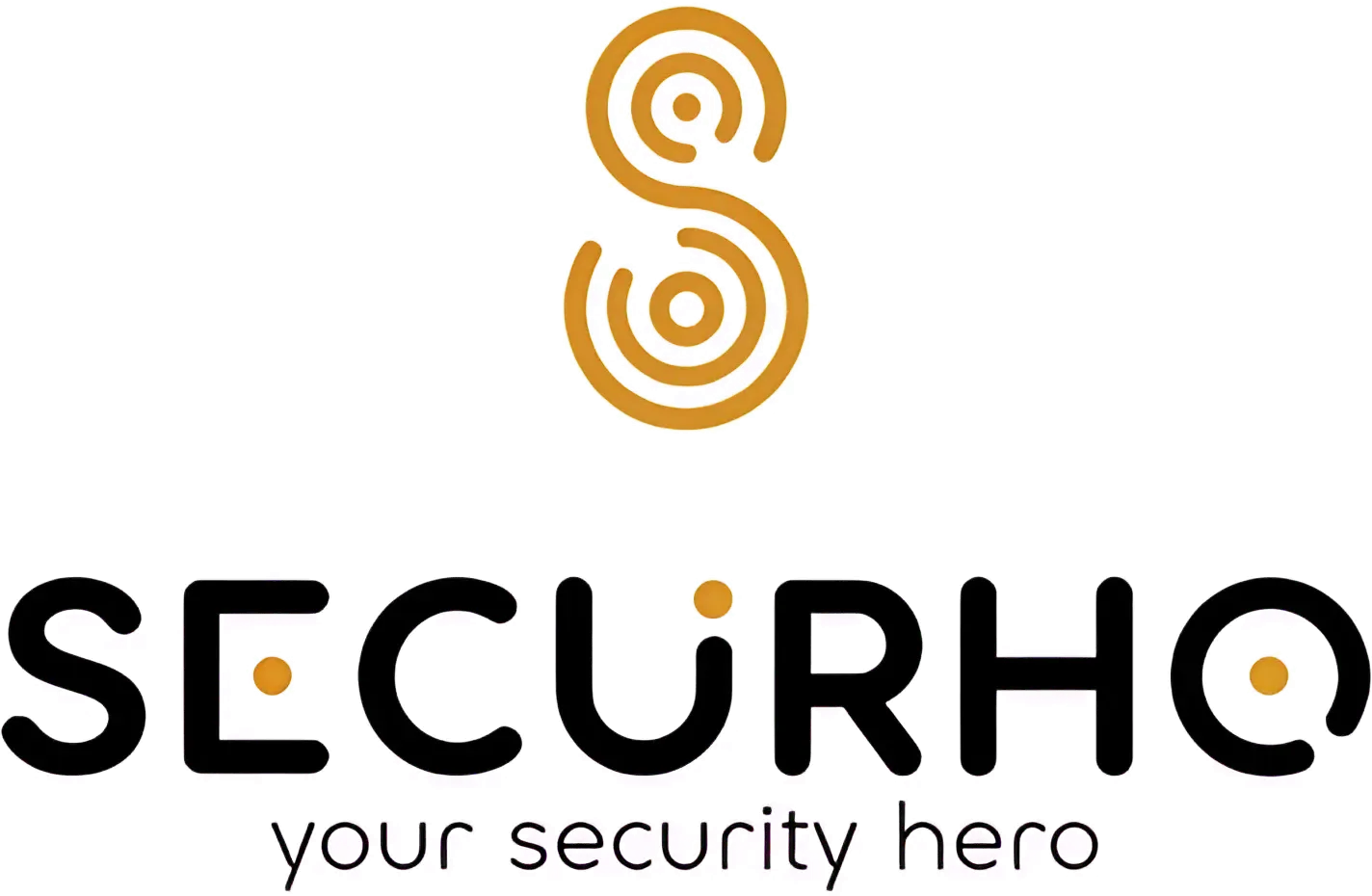 Logo for SecurHQ: Gold, abstract &ldquo;S&rdquo; symbol above black text &ldquo;SECURHQ&rdquo; with a dot in the &ldquo;U&rdquo; and &ldquo;Q&rdquo;.