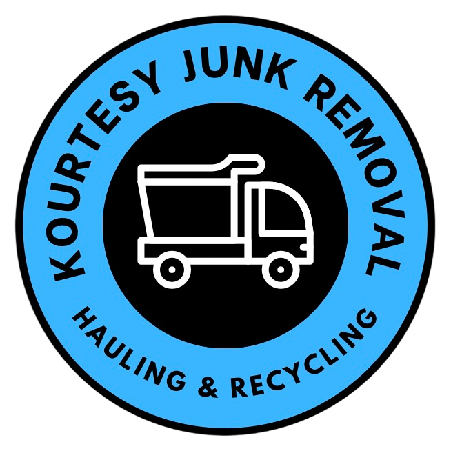 A logo for courtesy junk removal hauling and recycling