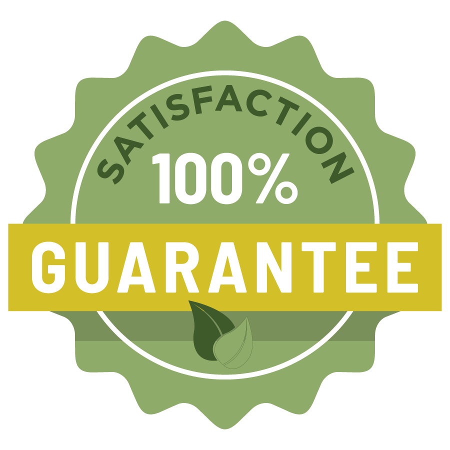 A green sticker that says satisfaction 100 % guarantee