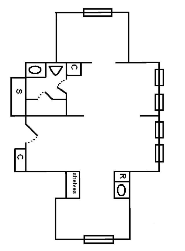 A black and white floor plan of a house.
