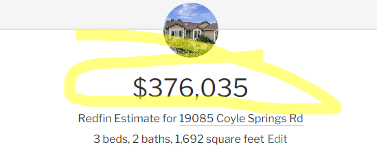 Redfin: $376,035, June 13 2023