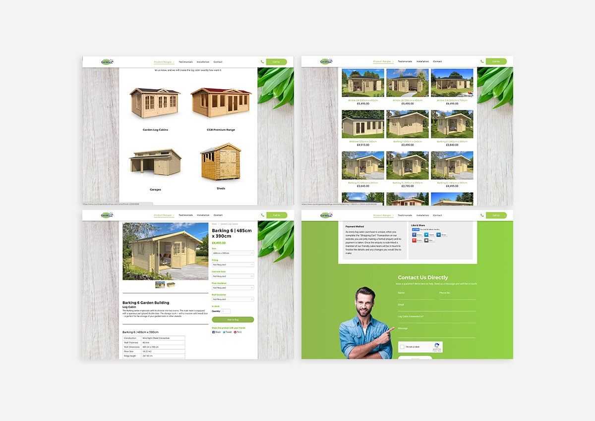 a collage of four images of a website showing different types of houses .