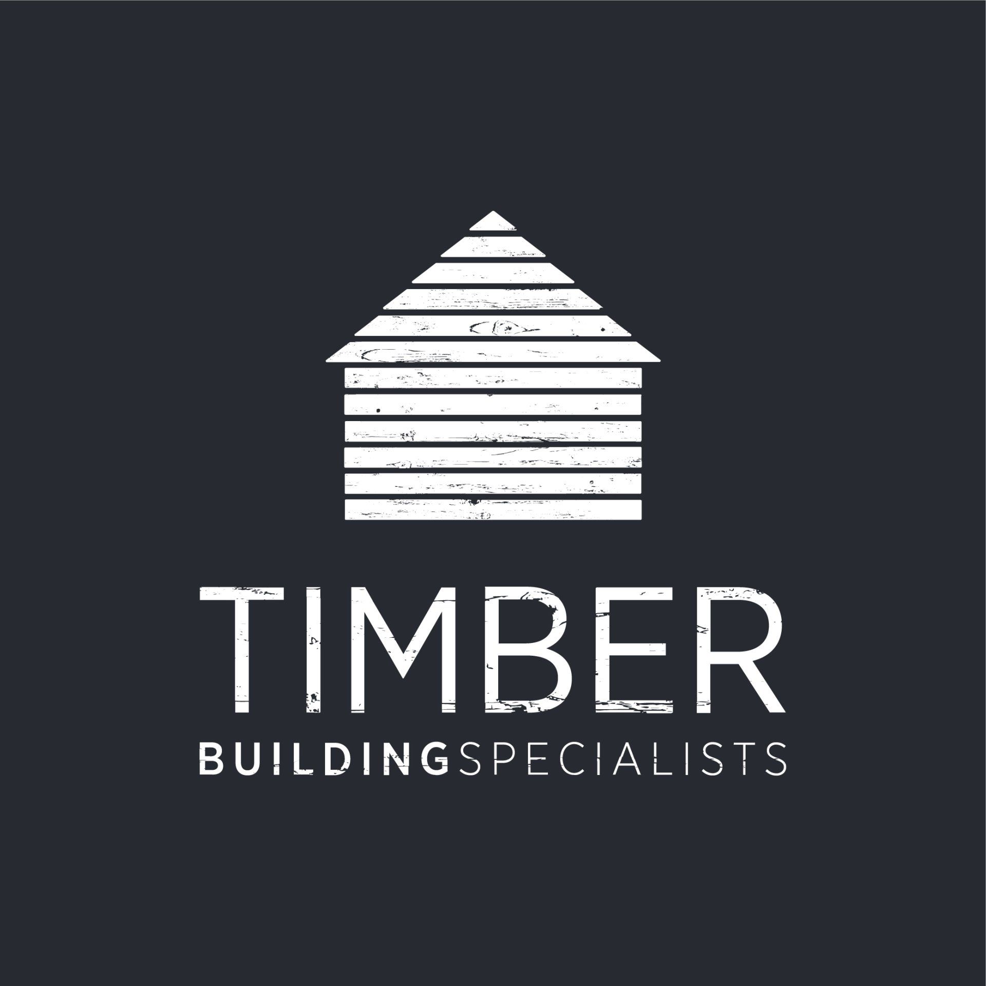 a logo for timber building specialists with a house on it