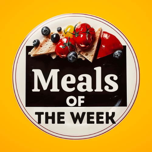 a black and white logo for meals of the week