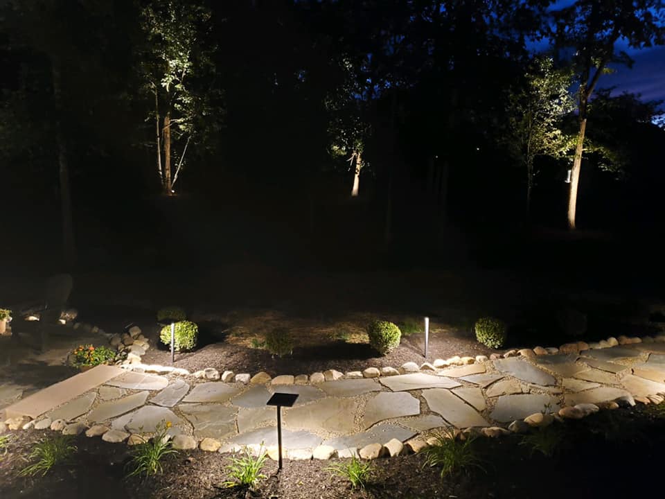 walkway lighting a stone pathway at night