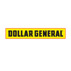 The dollar general logo is yellow and black on a white background.
