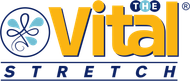 The vital stretch logo is yellow and blue on a white background.