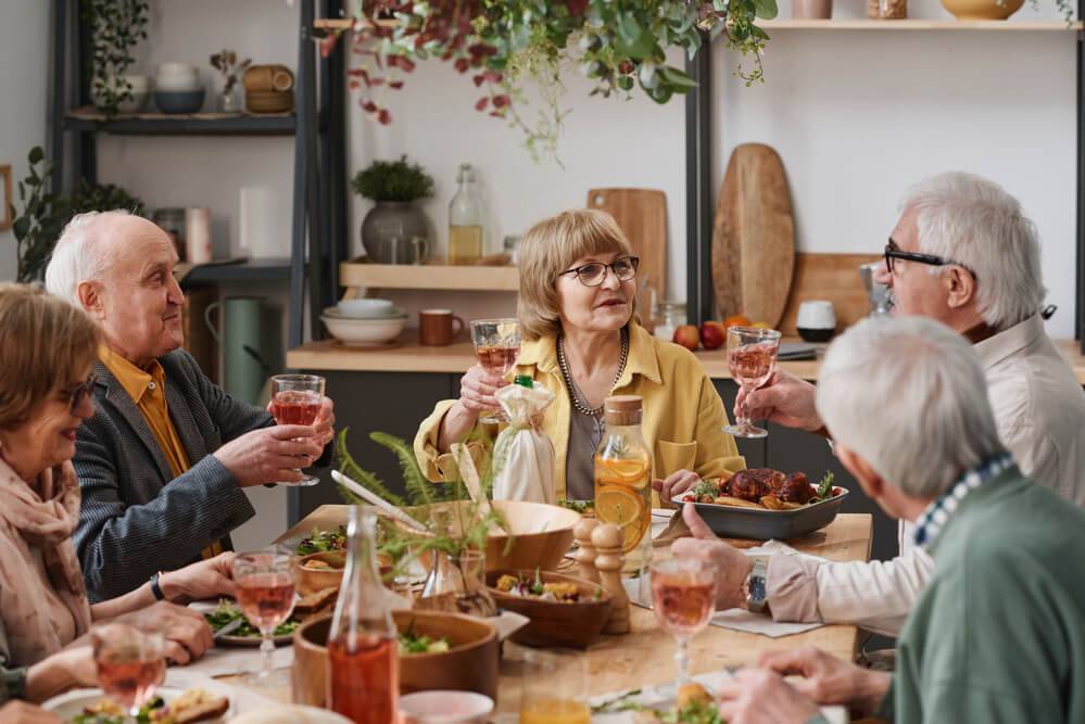 Seniors enjoying a nice wine