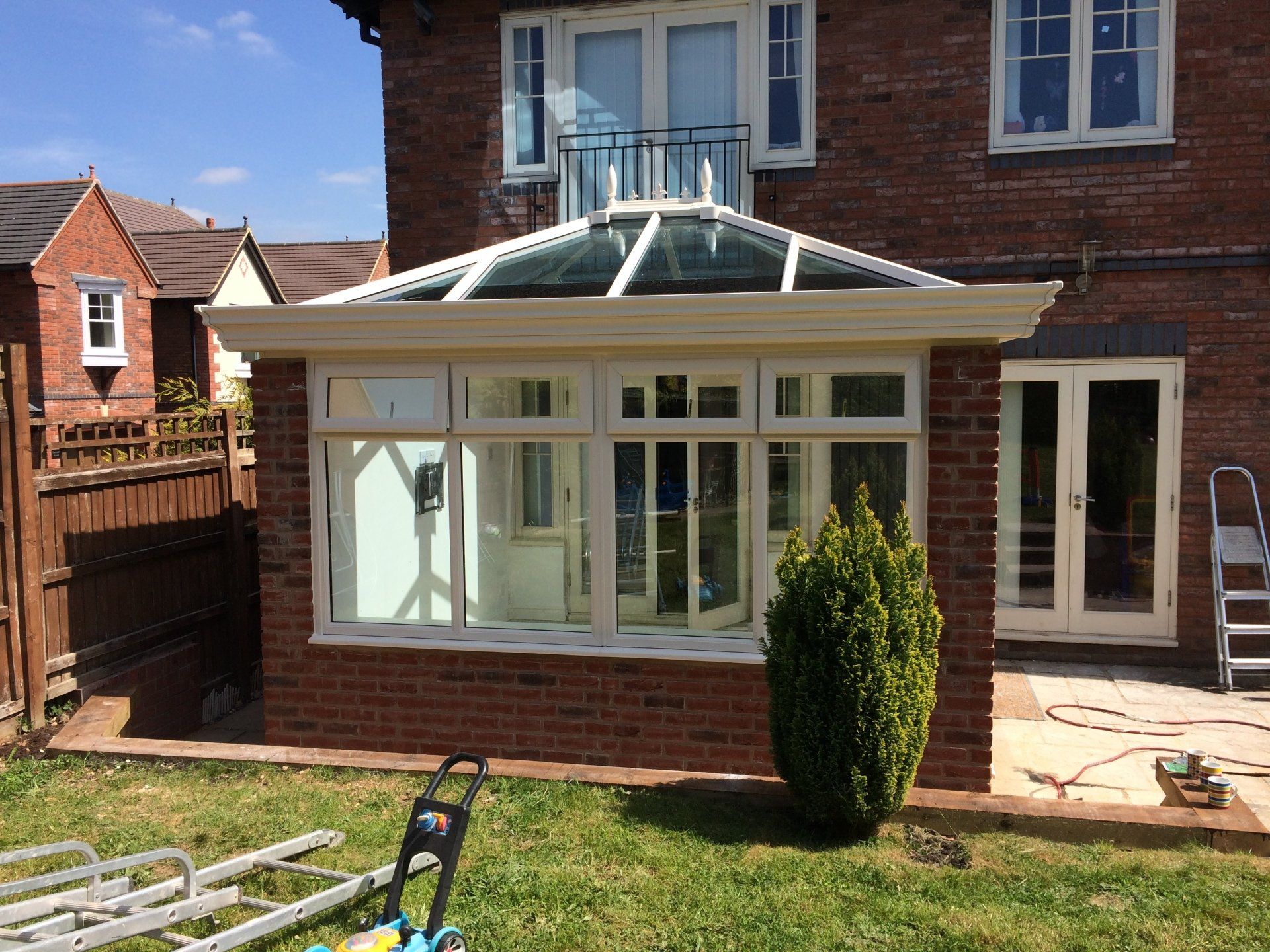 Extension with glass roof