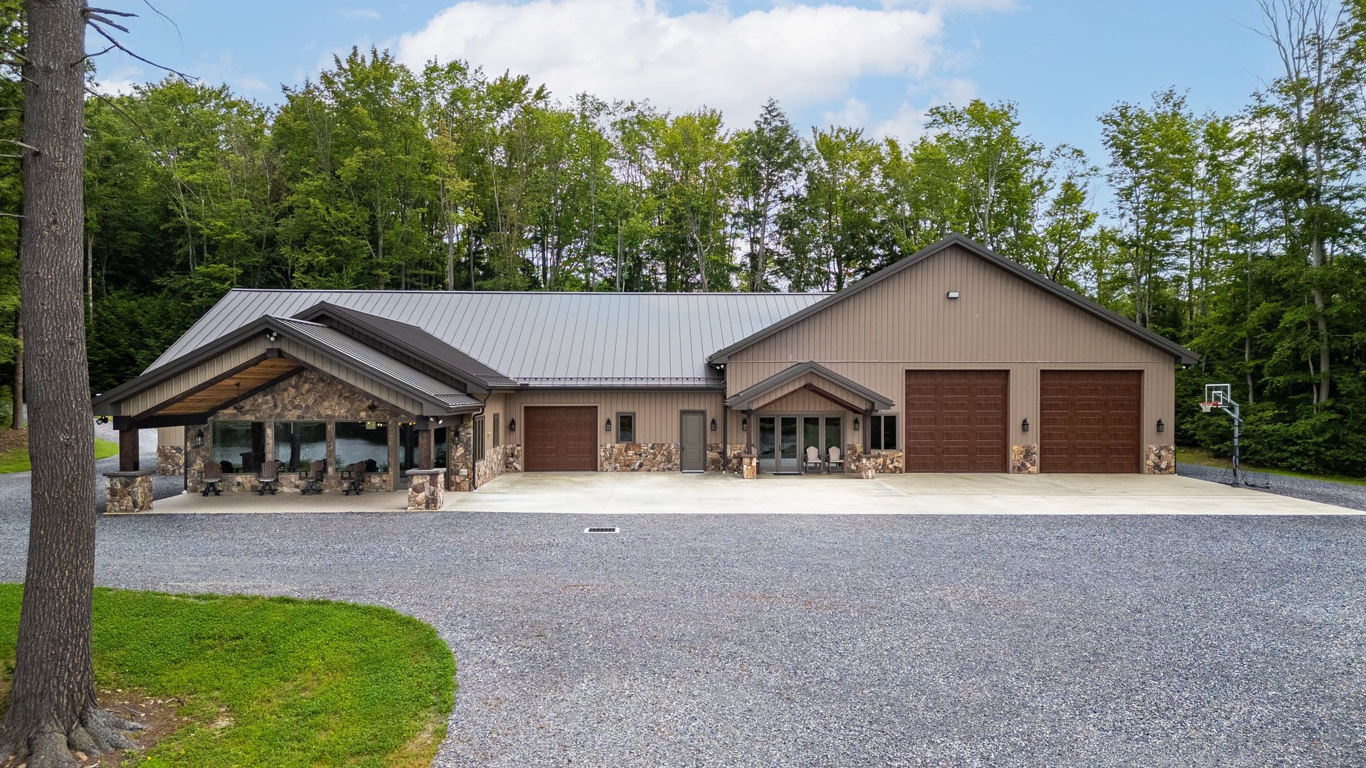 Custom garage with standing seam metal roof in State College.
