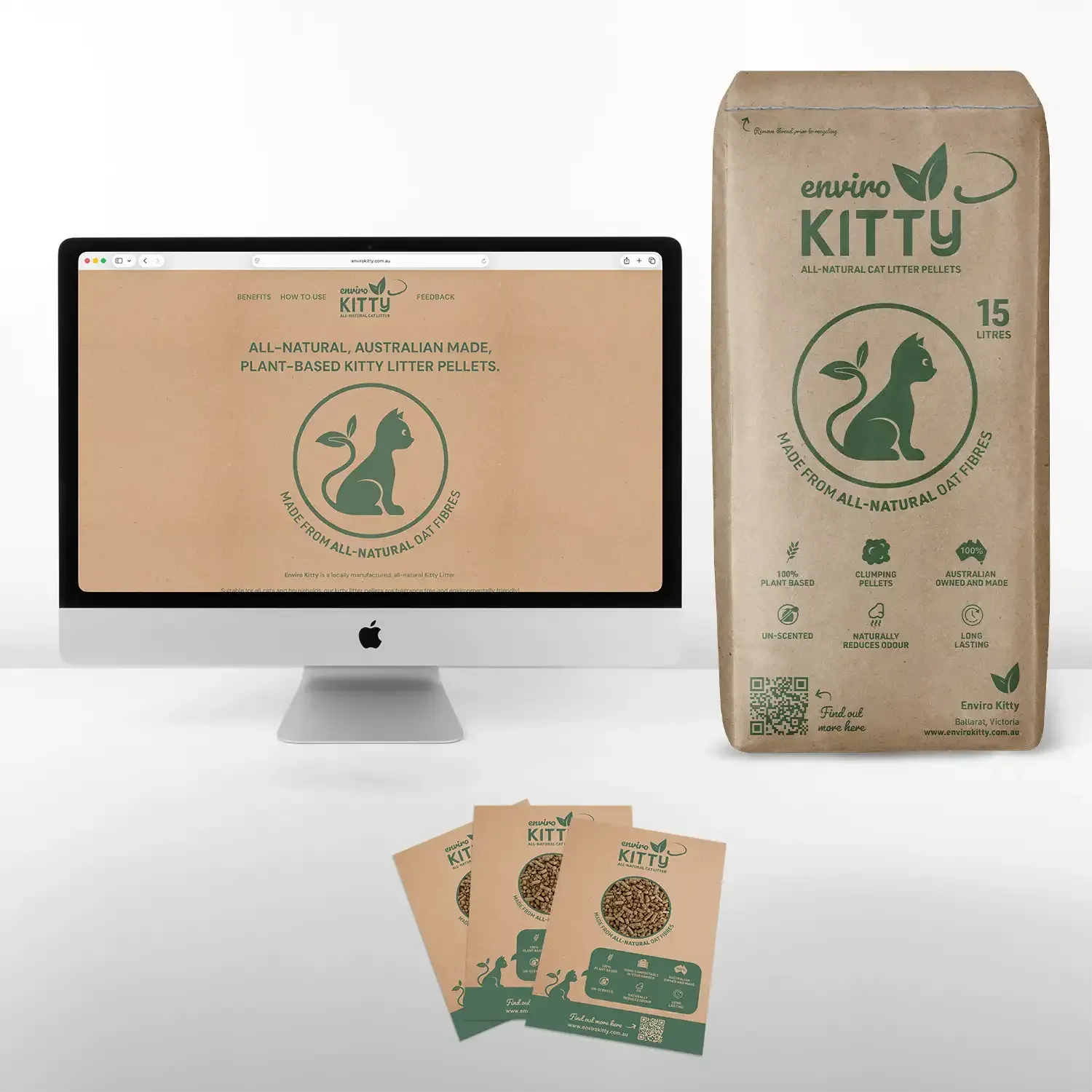 Enviro Kitty is an eco-friendly, 100% plant-based kitty litter product made locally in Ballarat.