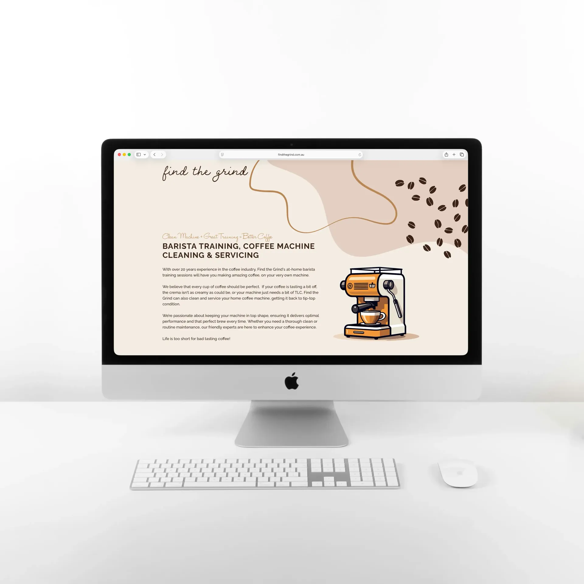 Find the Grind is a small business offering in-home barista training and coffee machine cleaning and maintenance services. 