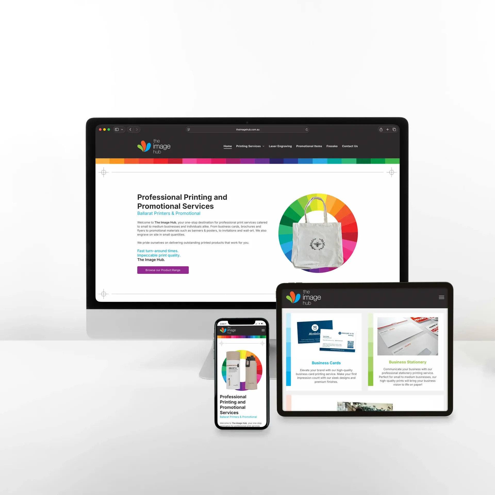 The Image Hub is a small business offering professional print services, customized promotional products, and laser engraving.