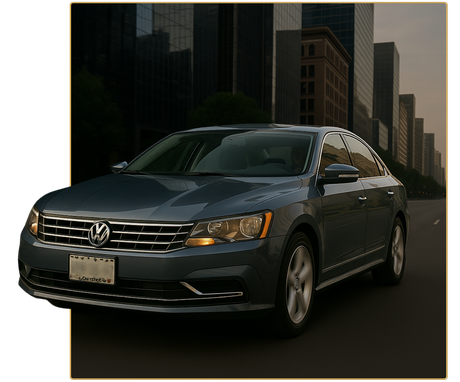 Sedán ejecutivo Volkswagen Passat gris, transporte privado Platinum Transfers en CDMX
