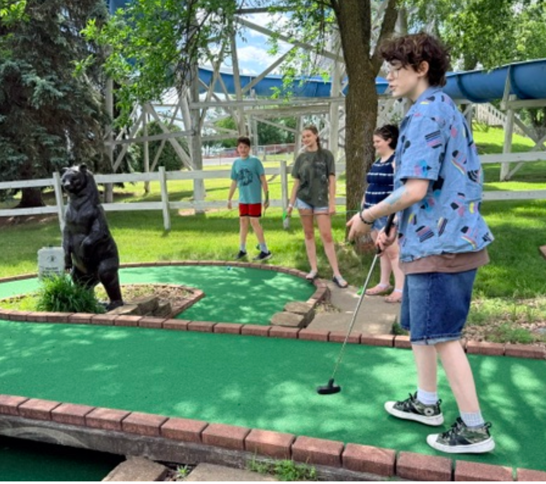 Youth mini golfing at Summerland in June.