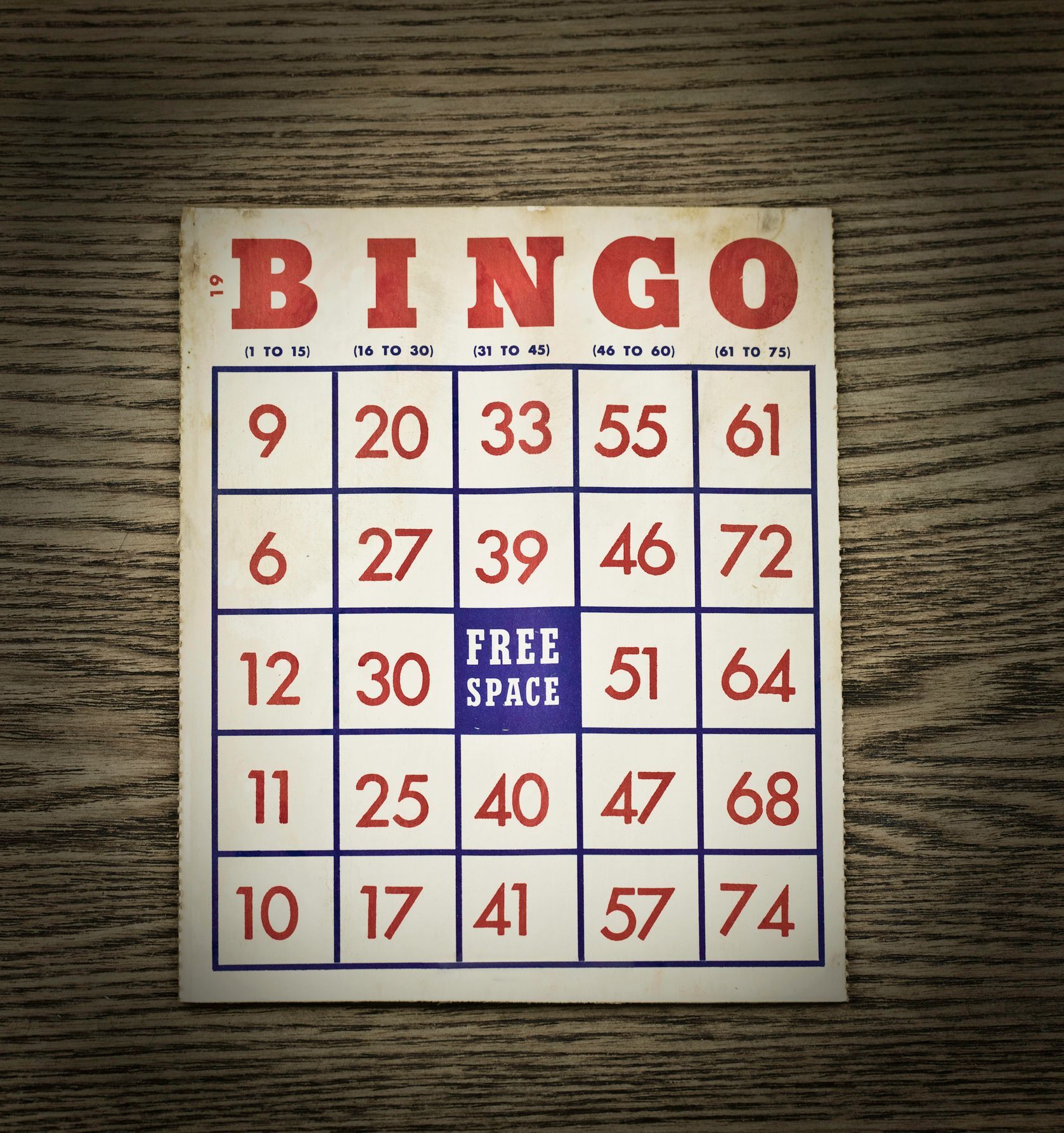 A bingo card with a free space in the middle