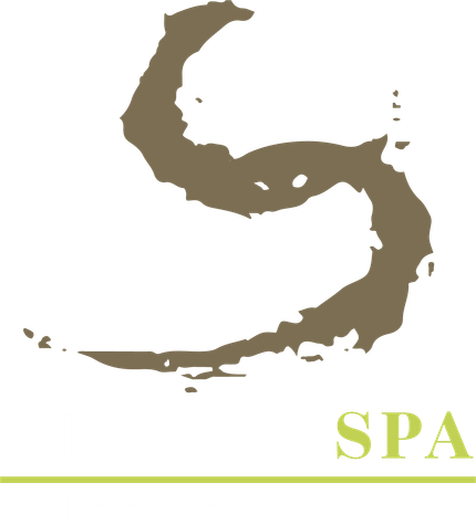 Logo: Abstract olive-green brushstrokes with 