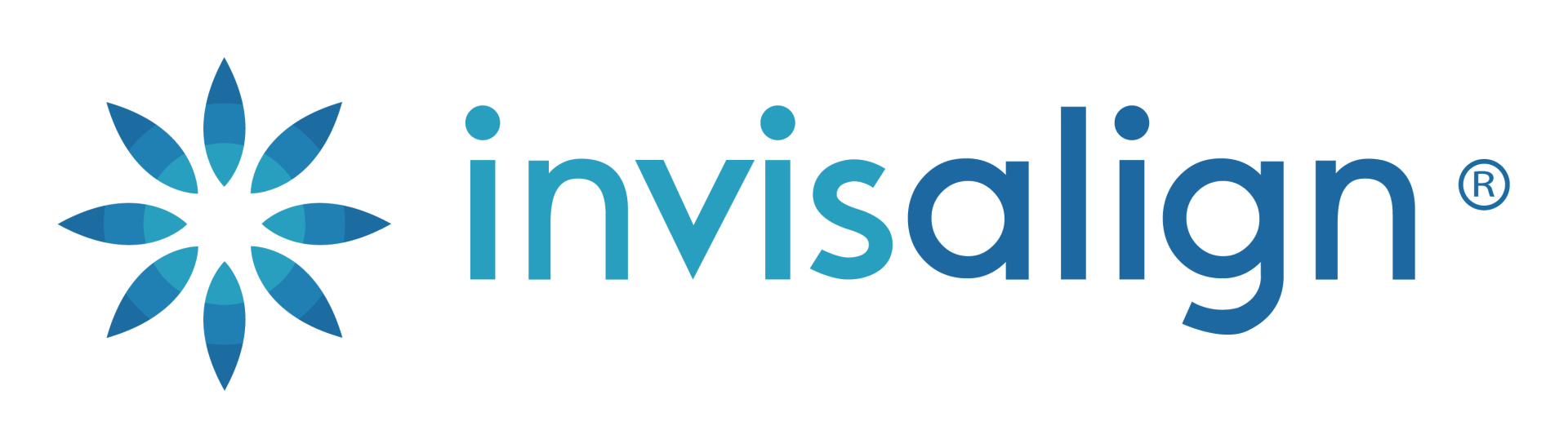 The Invisalign logo, consisting of a blue flower-like icon next to the word 