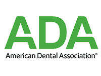 ADA logo with green letters and the words American Dental Association