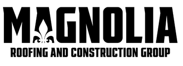 Magnolia Roofing and Construction Group logo in black and white with magnolia flower icon