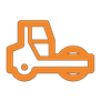 Orange construction road roller icon.