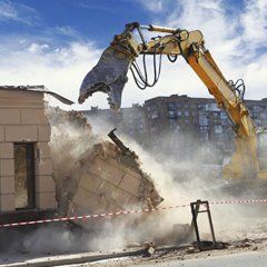 demolition work and excavator