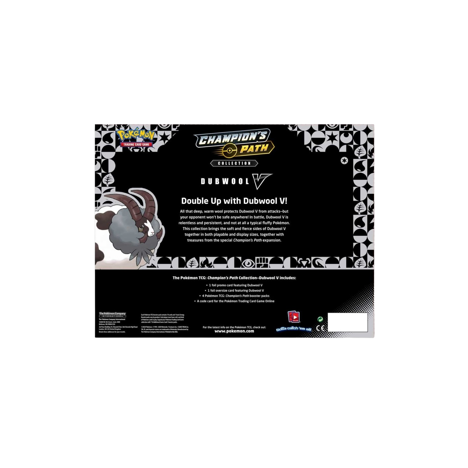 Pokémon TCG: Wooloo V Box featuring Wooloo artwork and booster packs.