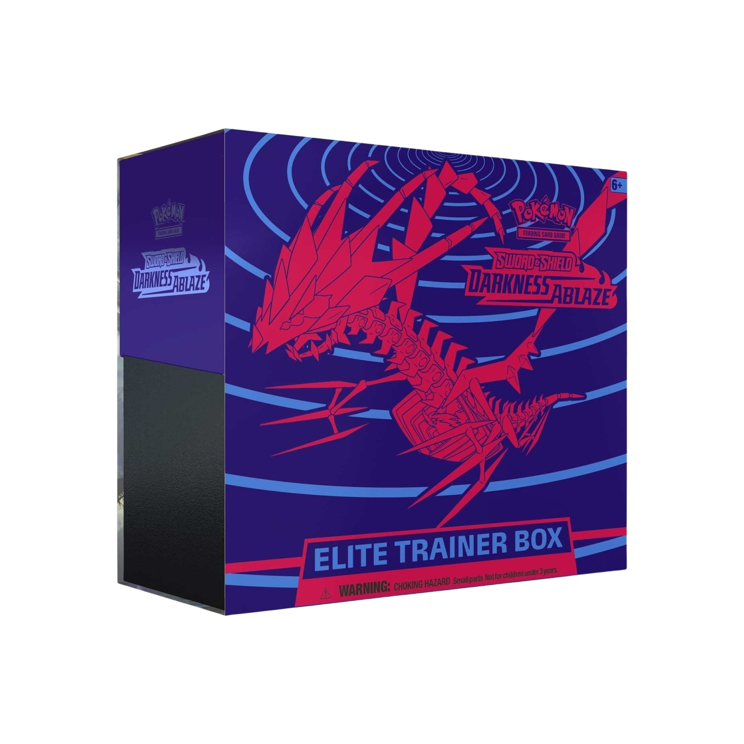 Pokémon TCG: Darkness Ablaze Elite Trainer Box featuring a red and blue design with Eternatus.