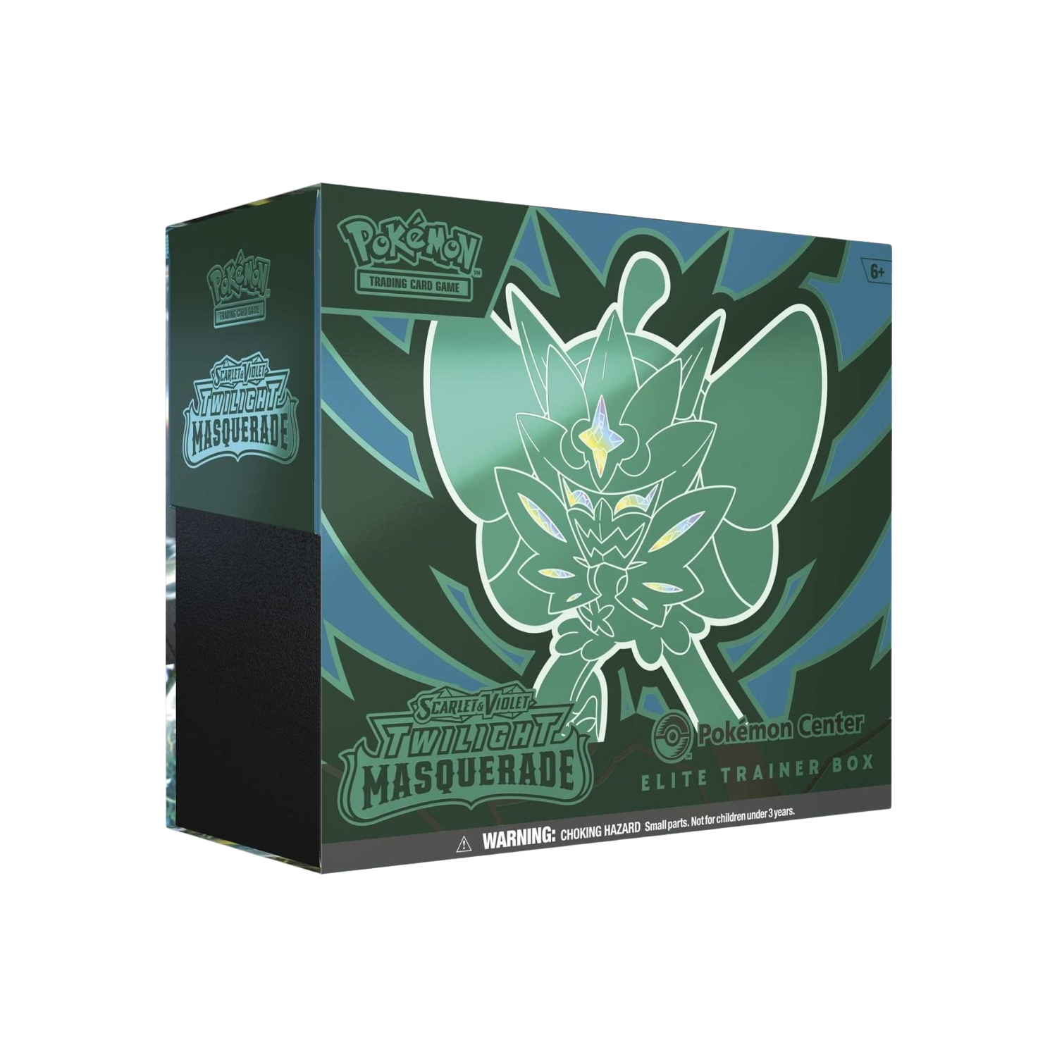 Pokémon TCG: Twilight Masquerade Elite Trainer Box. Green and blue box featuring Ogerpon.