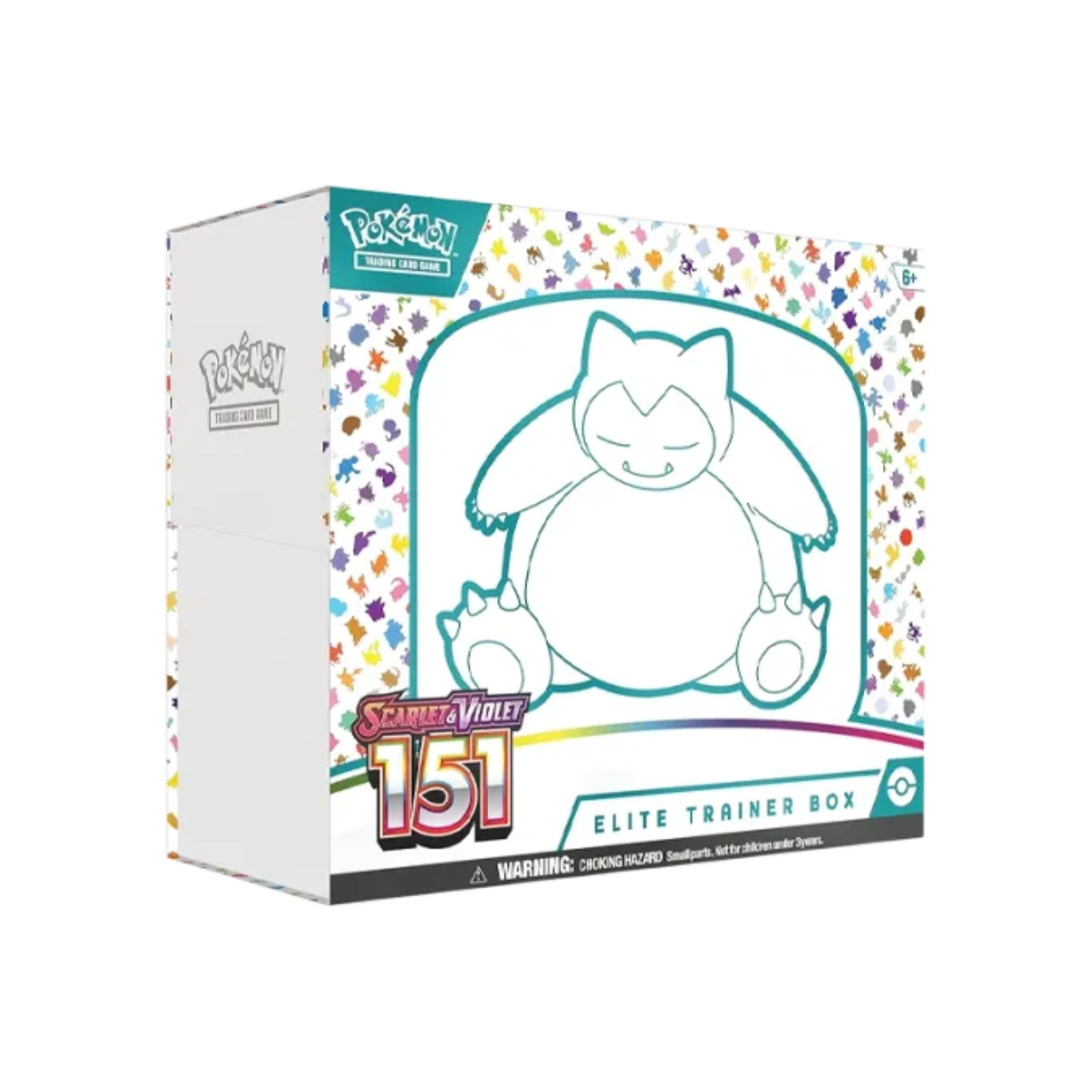 White box of Pokémon Scarlet & Violet 151 Elite Trainer Box. Featuring a line art Snorlax.
