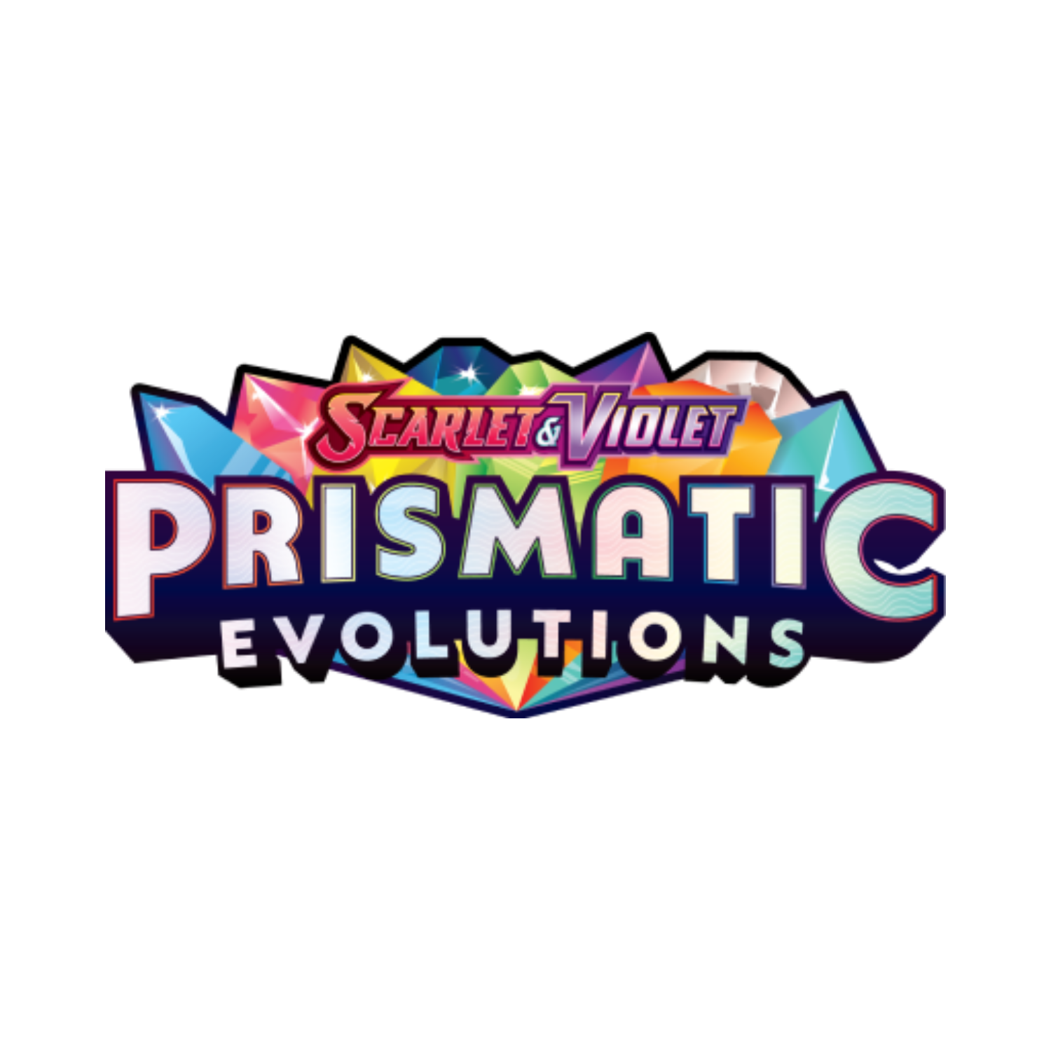 Logo for Pokémon Scarlet & Violet Prismatic Evolutions set, with gem and crystal design.
