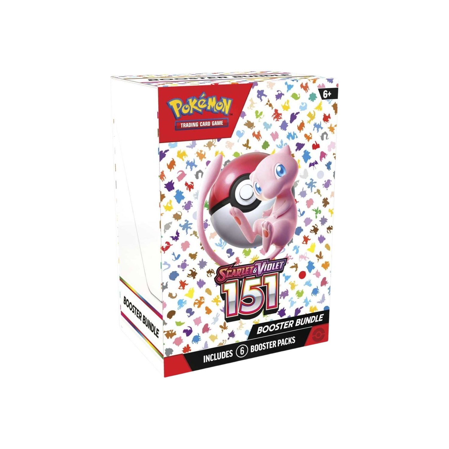 Pokémon TCG Shiny Mew 151 booster bundle box with Mew and Poké Ball.