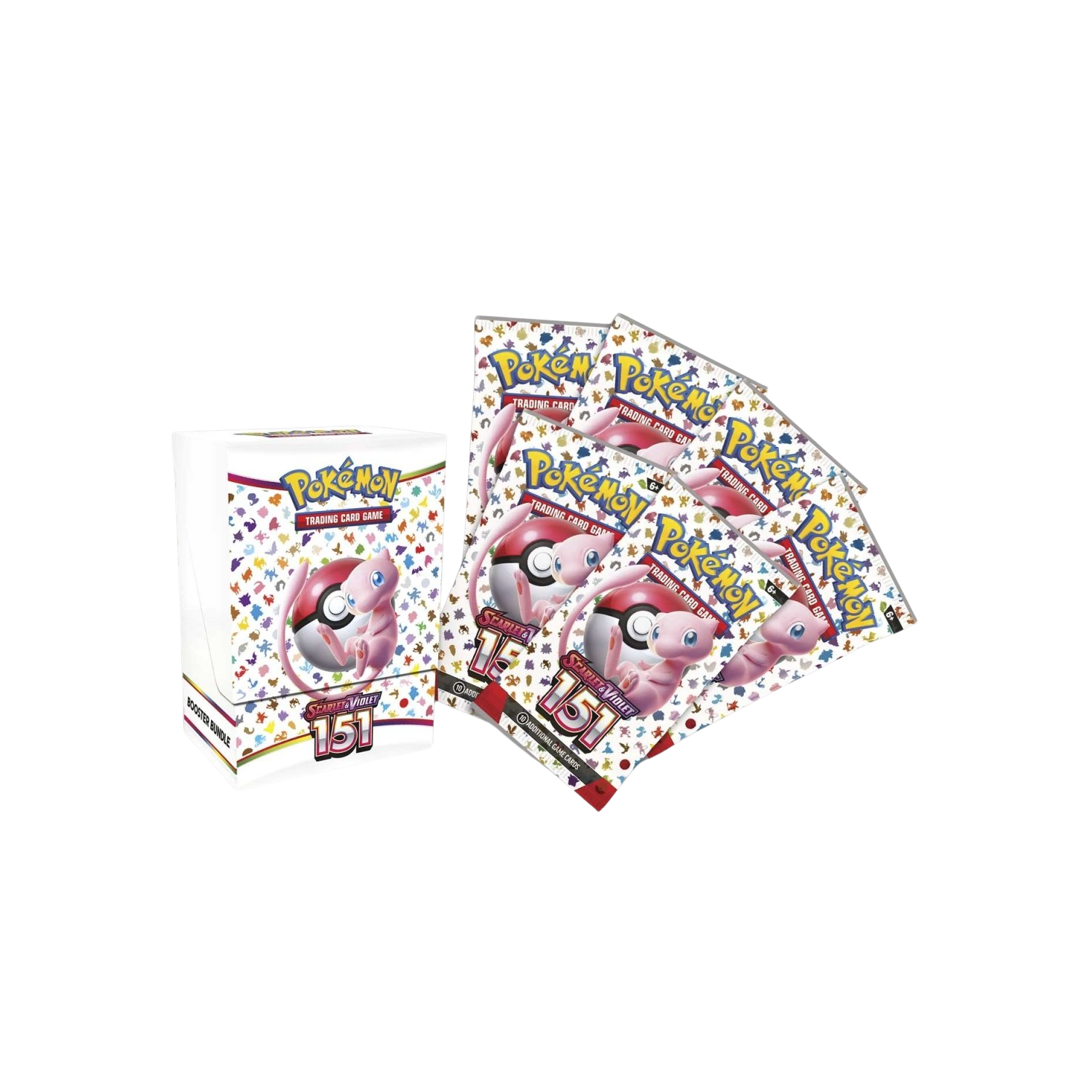 Pokémon TCG Shiny Mew 151 booster bundle box with Mew and Poké Ball.