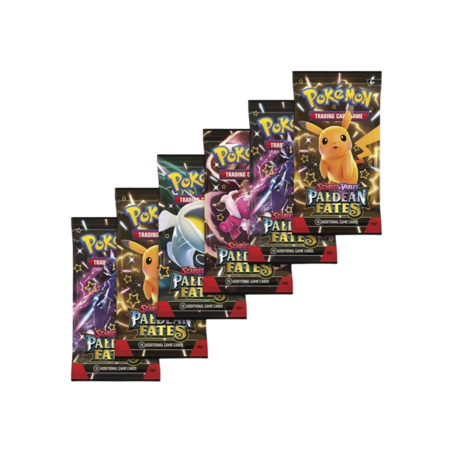 Pokémon Paldean Fates Elite Trainer Box. Featuring Pikachu and various Pokémon. Black and red box.