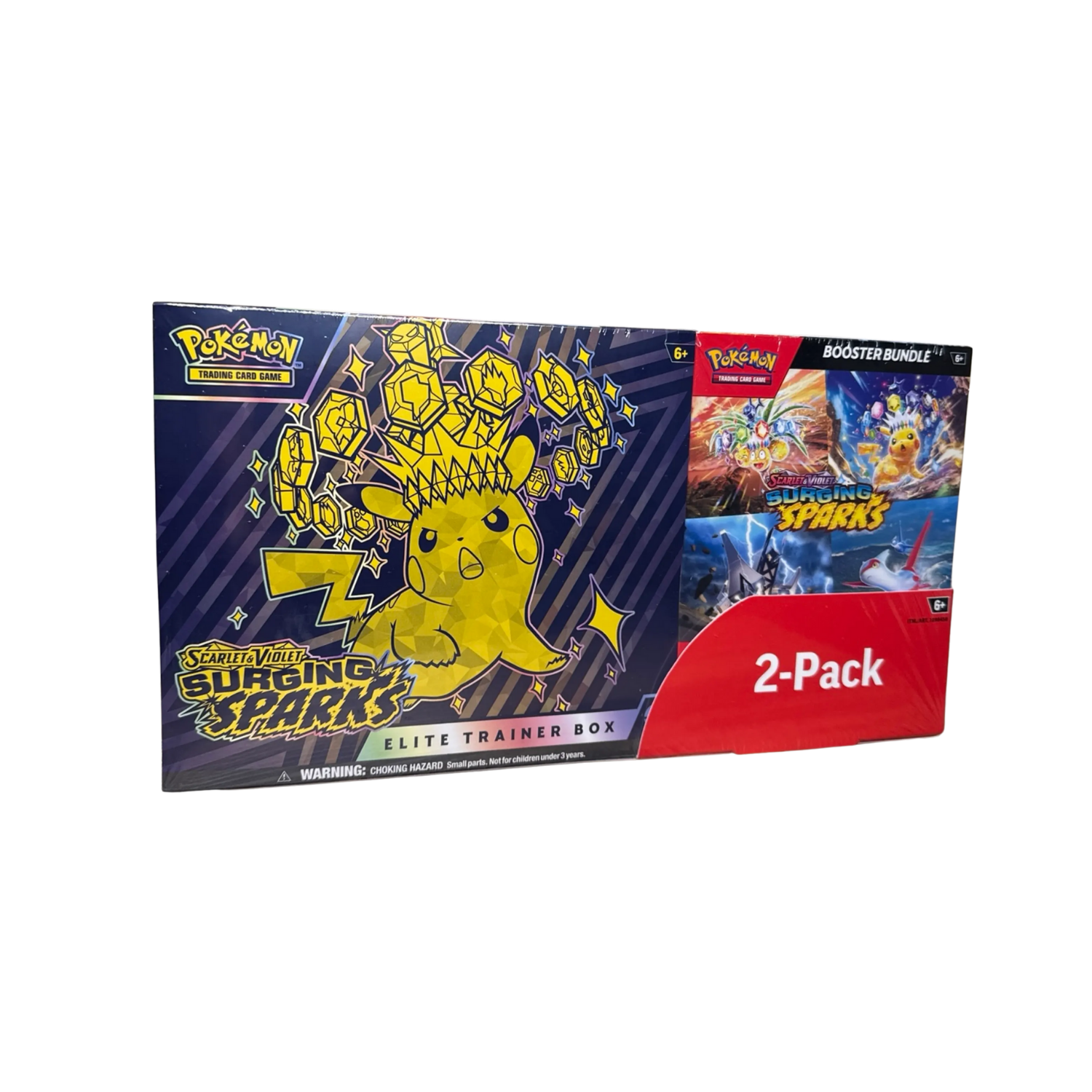 Pokémon TCG: "Pokémon GO" and "Surging Sparks" 2-pack booster set with Pikachu on the front.