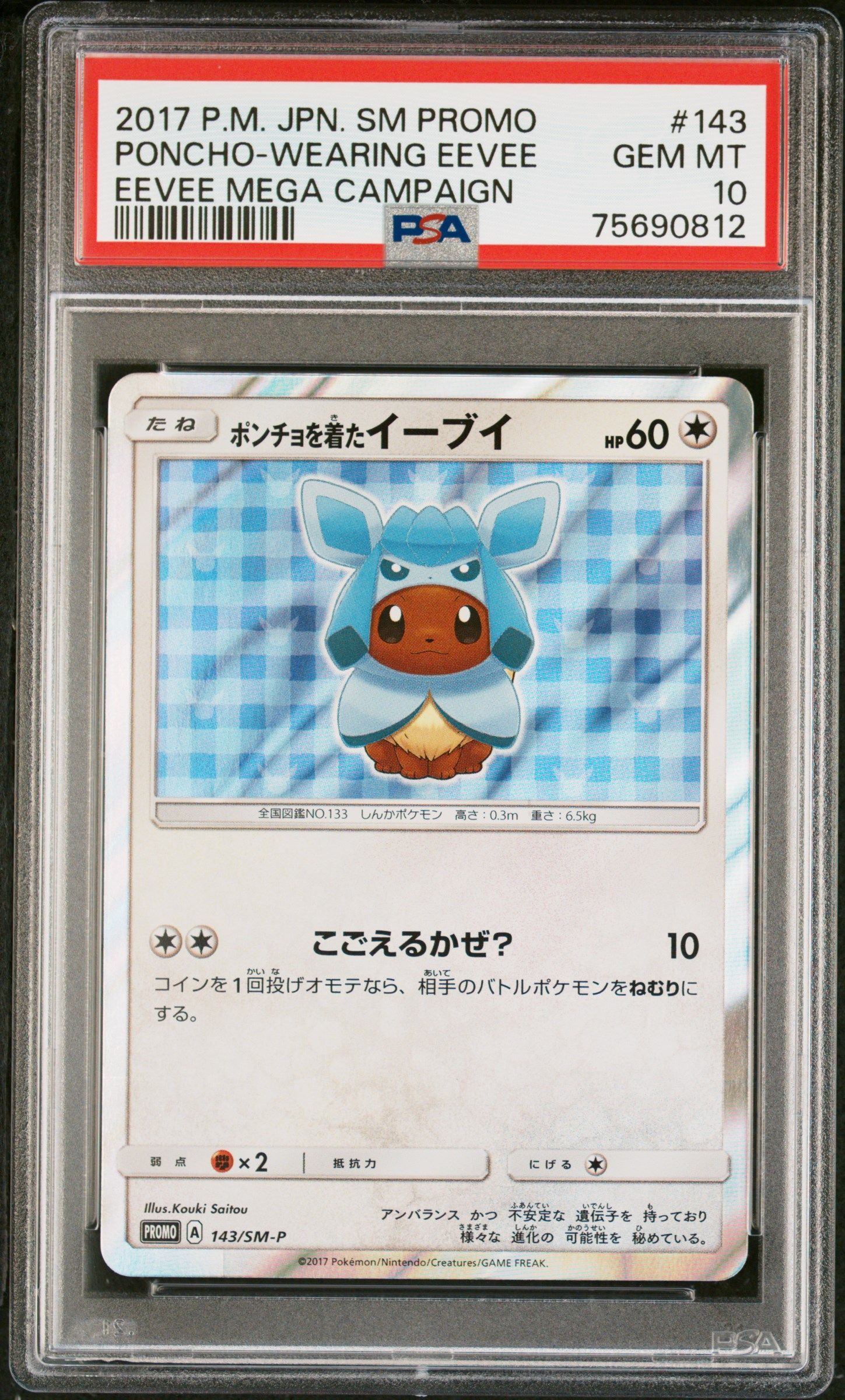 #143 PONCHO-WEARING EEVEE (JP) PSA 10