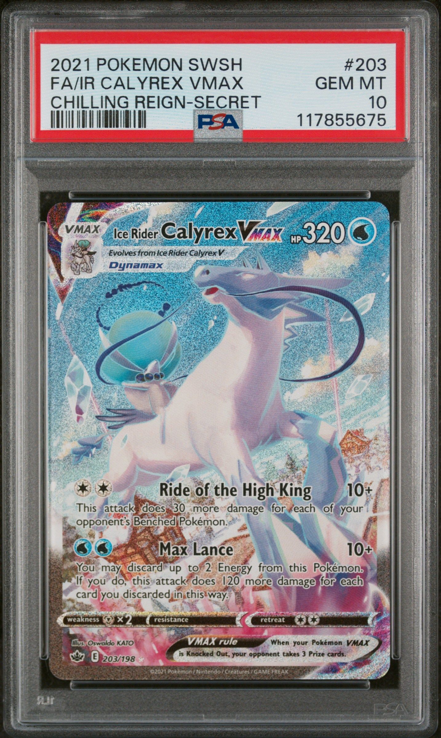 #203 ICE RIDER CALYREX VMAX PSA 10