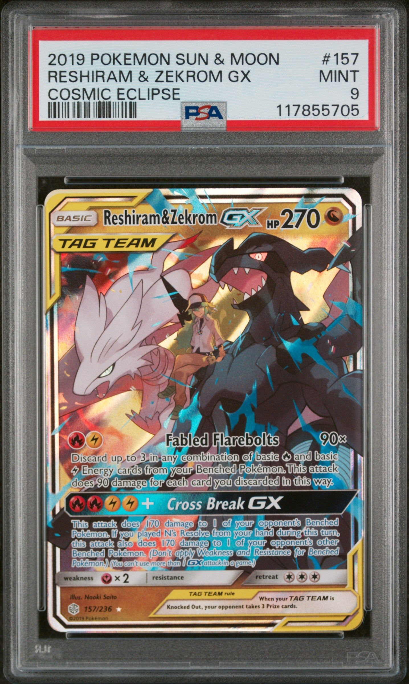 #157 RESHIRAM & ZEKROM GX PSA 9